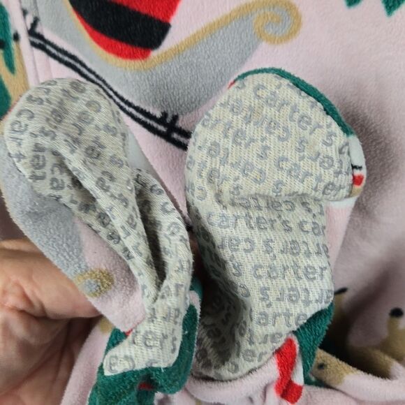 Carter's Baby Girl 12M Sleep & Play Holiday Santa Footie One-Piece Pajama PJs - Picture 3 of 5